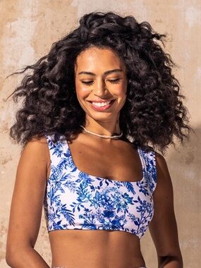 Mott50 Clementine Square Neck Swim
Top, Blueberry Fields L